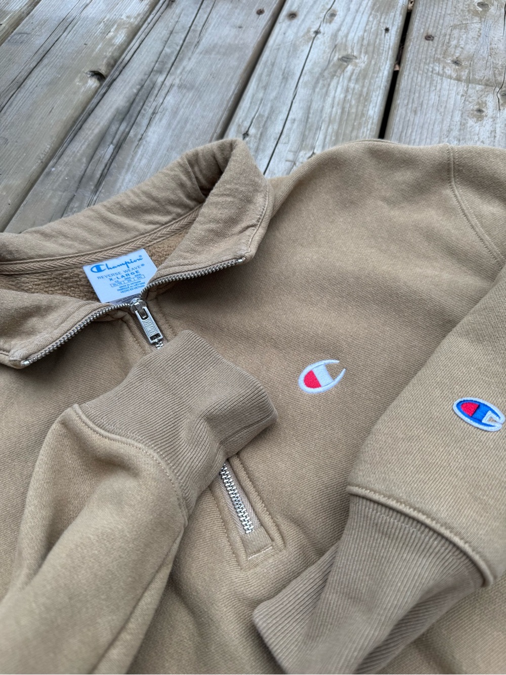 Champion 1/4 zip tan XL